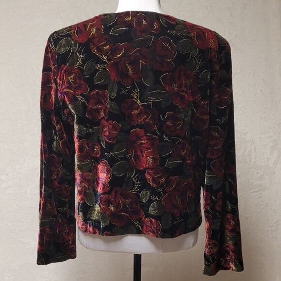 Vintage Norton McNaughton Velvet Floral Jacket Gold Threads Whimsey Goth - 12 - Picture 2 of 7